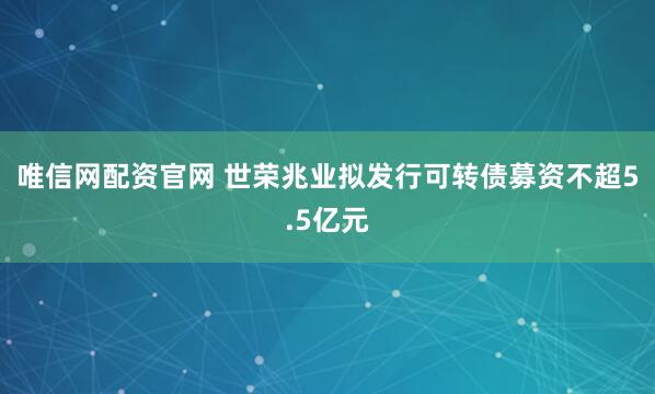 唯信网配资官网 世荣兆业拟发行可转债募资不超5.5亿元