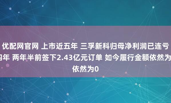 优配网官网 上市近五年 三孚新科归母净利润已连亏四年 两年半前签下2.43亿元订单 如今履行金额依然为0